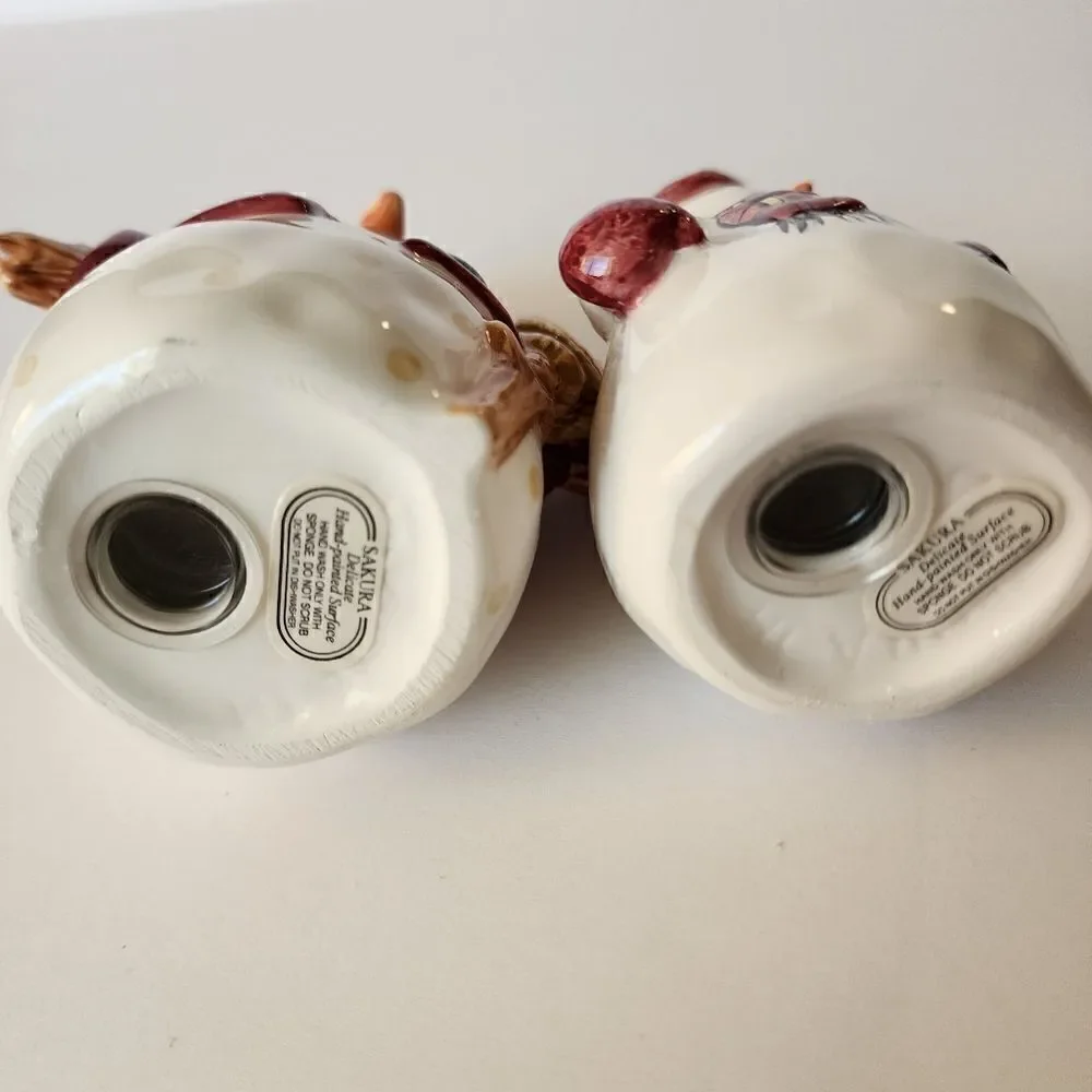 Sakura Ceramic Handpainted Snowmen Salt and Pepper Shakers